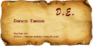 Dancs Emese névjegykártya