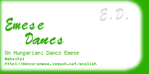 emese dancs business card